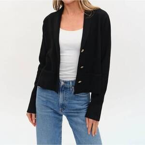 NEW SIX/FIFTY lynn shawl lapel knit blazer in black